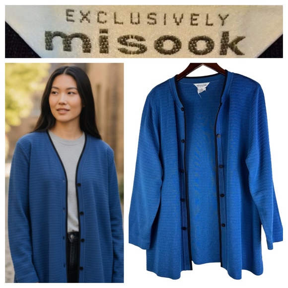 Exclusively MISOOK Open Jacket Knit Blazer Cardigan 1X 16 18 Blue Career Santana - Picture 1 of 5